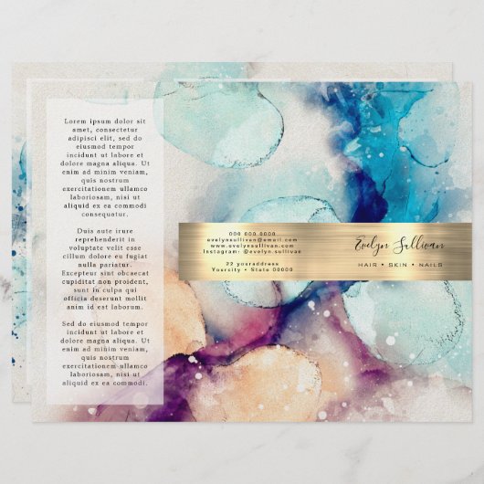 Brochure en feuille d'or bleu violet (Devant / Derrière)