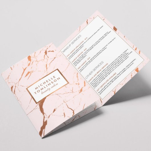 Brochure en marbre rose et Rose or