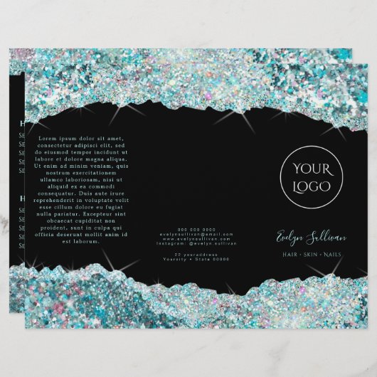 Brochure Faux parties scintillant turquoise (Devant / Derrière)