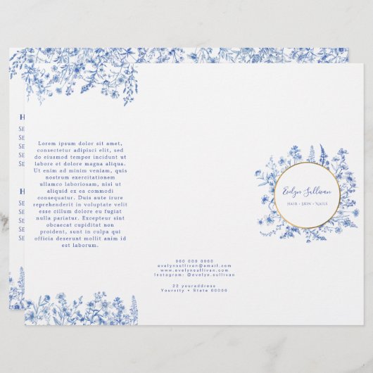 Brochure fleur sauvage bleu français (Devant / Derrière)