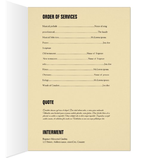 Brochure funèbre commémorative (Intérieur (Droit))