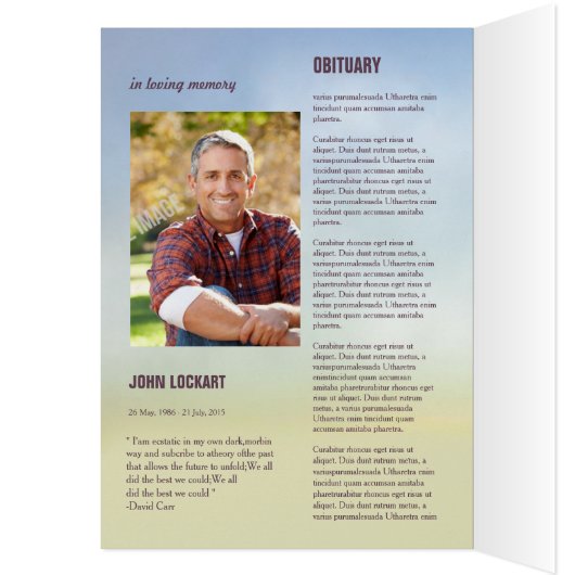 Brochure funèbre de modèle (Intérieur (Gauche))