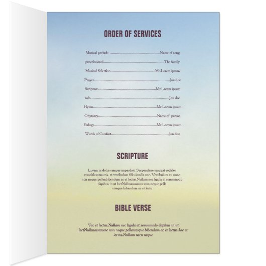 Brochure funèbre de modèle (Intérieur (Droit))