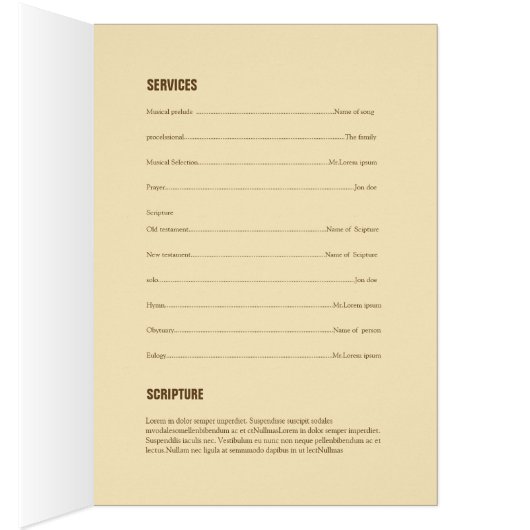 Brochure funèbre de modèle de programme (Intérieur (Droit))