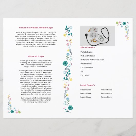 Brochure funéraire imprimable modèle (Dos)