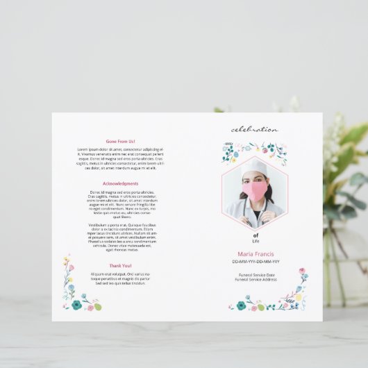 Brochure funéraire imprimable modèle (Debout devant)