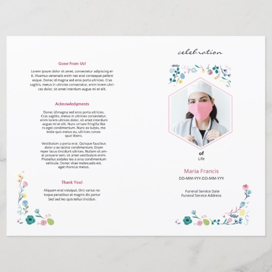 Brochure funéraire imprimable modèle (Devant)