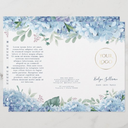 Brochure hydrangée bleue (Devant / Derrière)