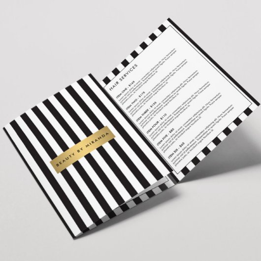 Brochure Luxe Gras en Rayures Noir et Blanc