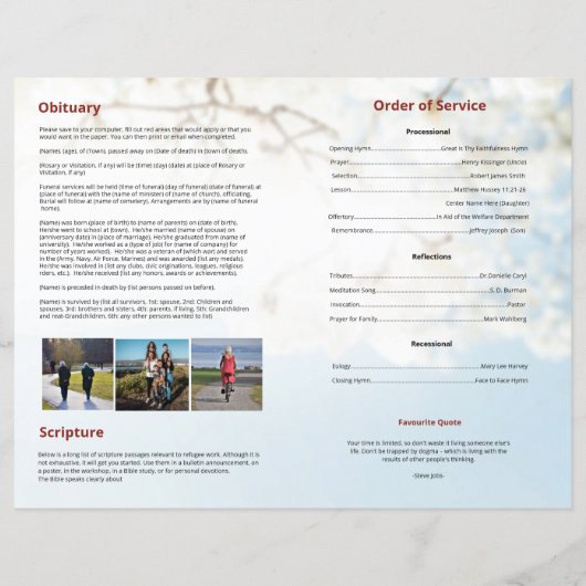 Brochure Modèle du programme funéraire (Dos)