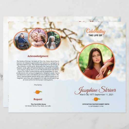 Brochure Modèle du programme funéraire (Devant / Derrière)