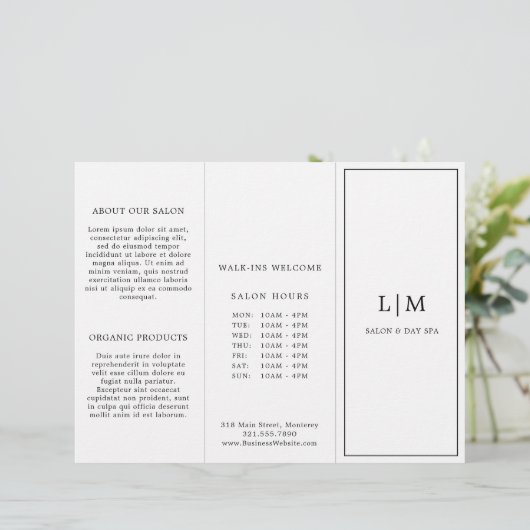 Brochure monogramme minimaliste pour trois entrepr (Debout devant)