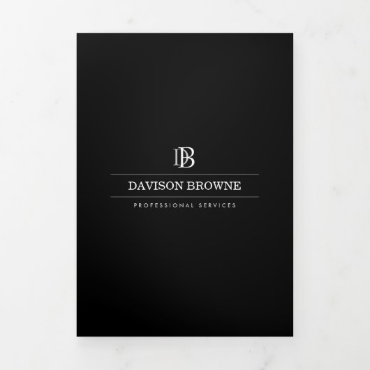 Brochure noire Monogramme professionnelle (Page de couverture)