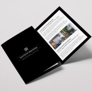 Brochure noire Monogramme professionnelle
