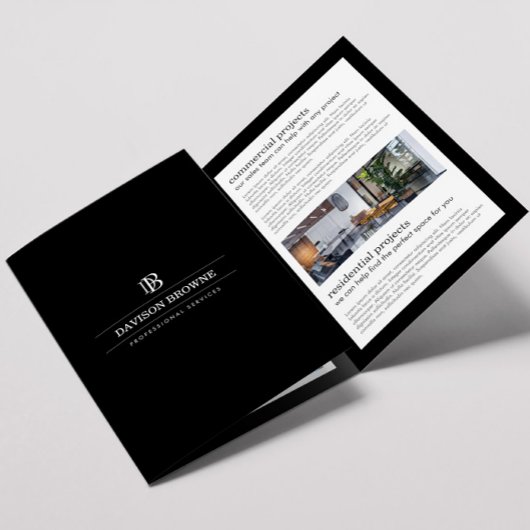 Brochure noire Monogramme professionnelle