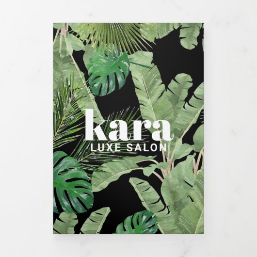 Brochure noire Tropical Modern Salon Designer (Page de couverture)