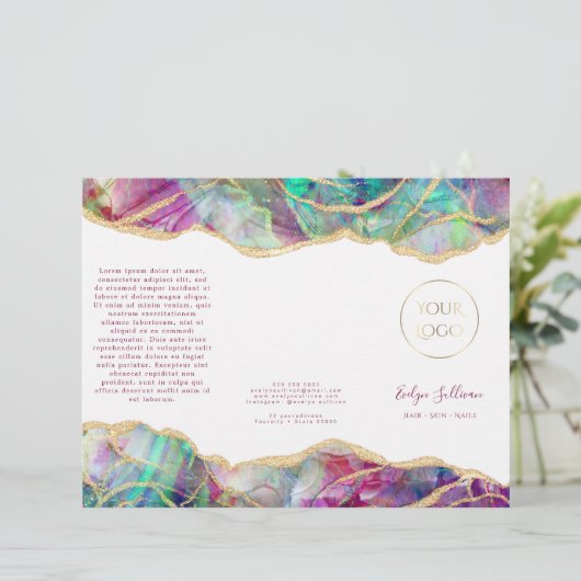 Brochure opale Fuchsia aquamarine (Debout devant)