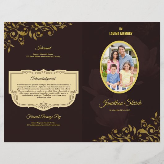 Brochure over de Sjabloon van het begrafenisprogra (Voorkant)