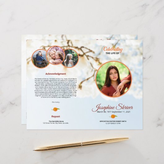 Brochure over de Sjabloon van het begrafenisprogra (Voorkant / Achterkant in situ)
