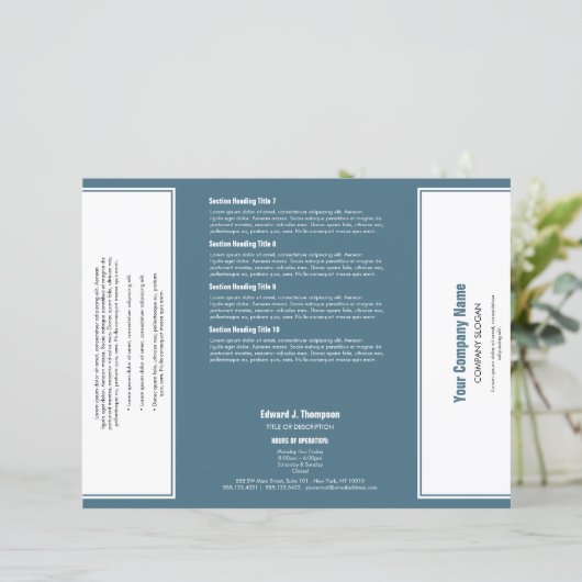 Brochure over eenvoudige witcyaan rand (Staand voorkant)