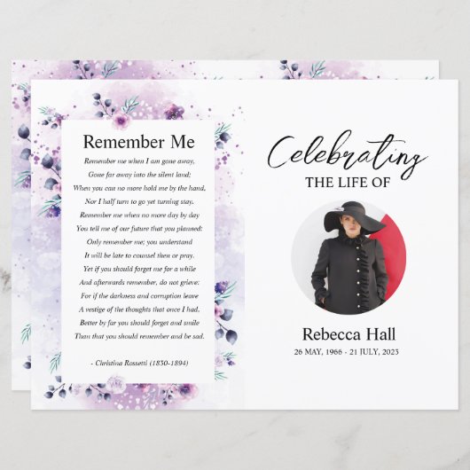 Brochure over het begrafenisprogramma Sjabloon (Voorkant / Achterkant)