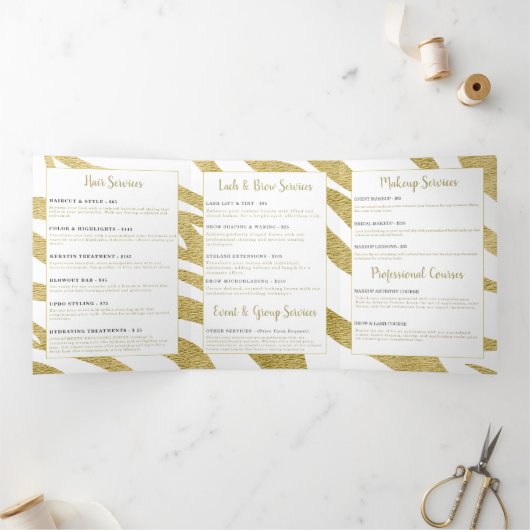 Brochure over schoonheidsdiensten drieluik kaart (Binnen)