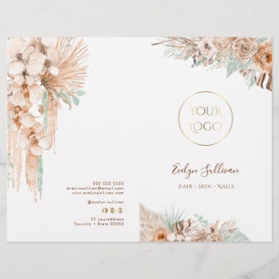 Brochure over tropisch beige en muntservicemenu