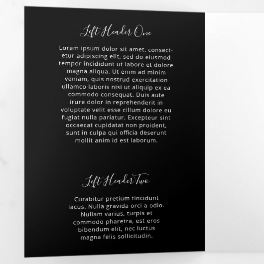 Brochure over zwarte en witte elegante zakendrievo drieluik kaart (Binnenzijde eerst)