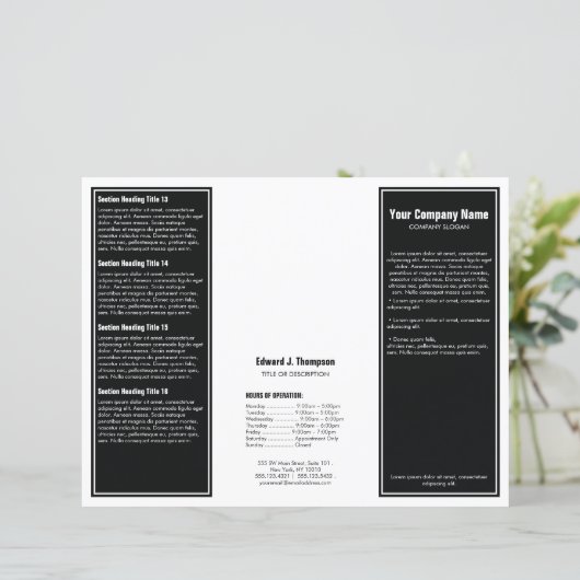 Brochure over zwarte witte eenvoudige rand (Staand voorkant)