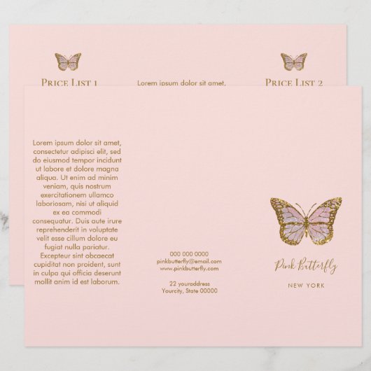 brochure papillon rose (Devant / Derrière)