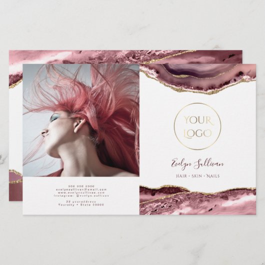 Brochure pliante d'agate rose Dusty (Devant / Derrière)