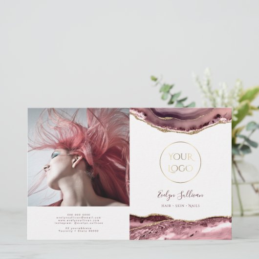 Brochure pliante d'agate rose Dusty (Debout devant)