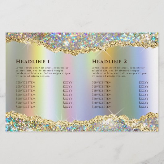Brochure pliante Faux iridescente parties scintill (Dos)