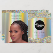 Brochure pliante Faux iridescente parties scintill (Devant / Derrière)
