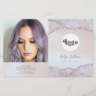 Brochure pliante Faux iridescente rose parties sci