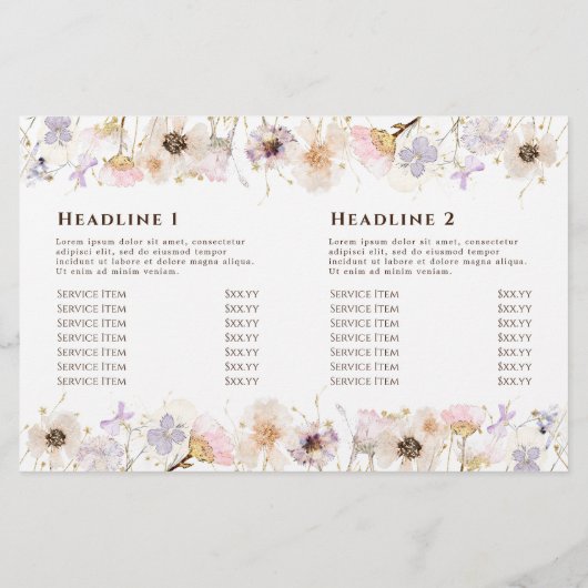 Brochure pliante fleurs séchées (Dos)