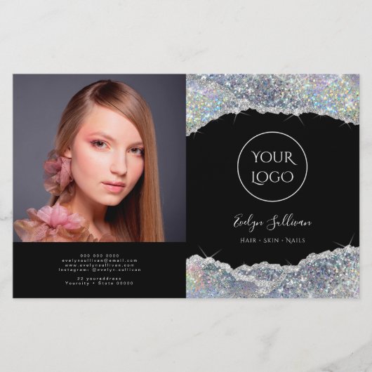 Brochure pliante parties scintillant iridescente e (Devant)