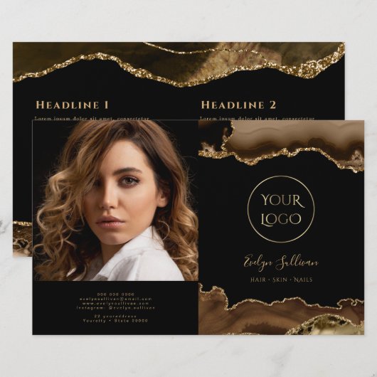 Brochure pliée d'agate Brown (Devant / Derrière)