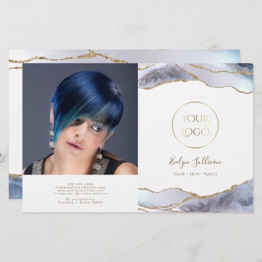 Brochure pliée d'agneau bleu gris (Devant / Derrière)