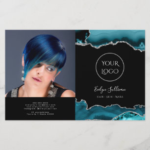 Brochure pliée en argent turquoise