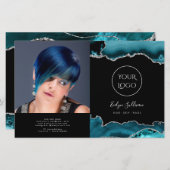 Brochure pliée en argent turquoise (Devant / Derrière)