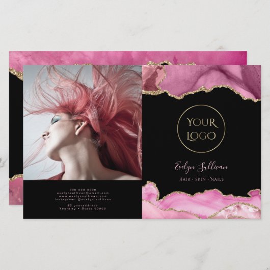 brochure pliée en forme d'agneau rose chaud (Devant / Derrière)