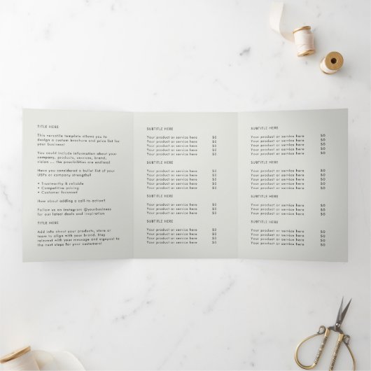 Brochure pliée Gris de marque professionnelle (Intérieur)