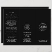 Brochure pliée noire moderne de marque commerciale (Devant / Derrière)