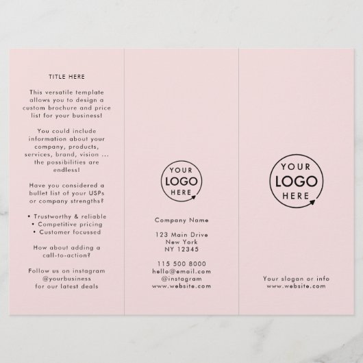Brochure pour professionnels Blush Pink Trifold (Devant)