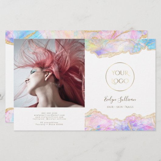 brochure recto verso bleu opal (Devant / Derrière)