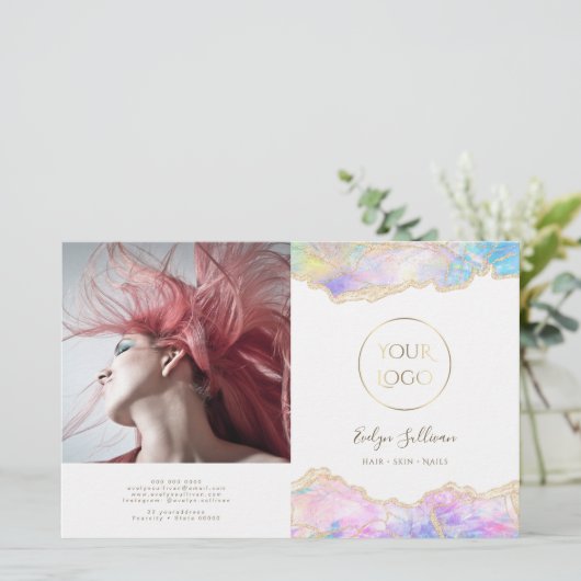 brochure recto verso bleu opal (Debout devant)