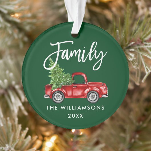Brochure Script Famille Vintage Camion Rouge Vert (Arbre)