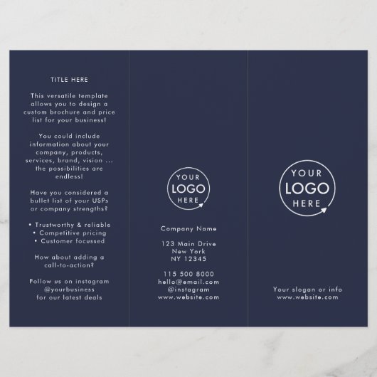 Brochure semi-pliable bleu marine professionnelle (Devant)