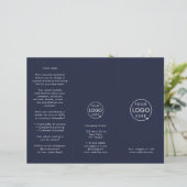 Brochure semi-pliable bleu marine professionnelle (Debout devant)
